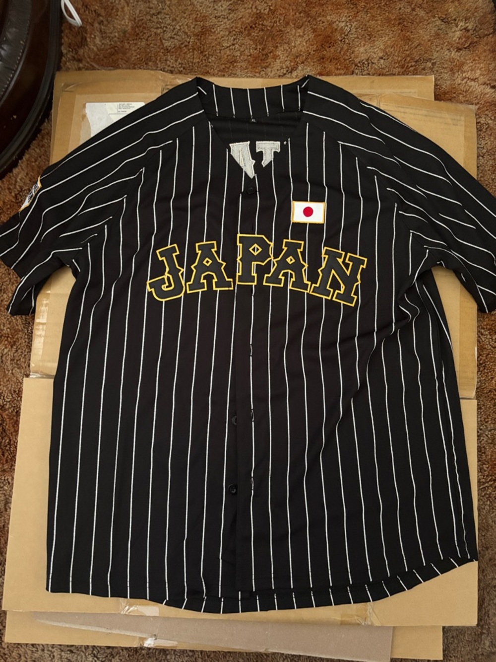 Japan Pinstripe Baseball Shirt - Black